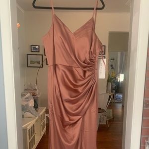 Revelry Bridesmaid Dress Rory Satin Desert Rose Size 8
